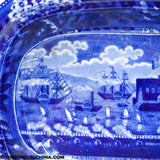 Landing of Lafayette Footed Compote Lidded Dish Historical Blue Staffordshire ZAM-646