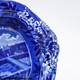 Landing of Lafayette Footed Compote Lidded Dish Historical Blue Staffordshire ZAM-646