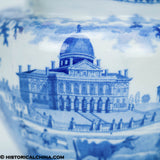 Boston State House Pitcher Rare Form Historical Blue Staffordshire ZAM-290