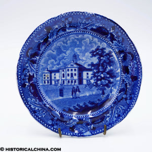 Boston Court House 5 1/4" Plate Stevenson Acorn Oak Leaf Border Historical Blue Staffordshire ZAM-567
