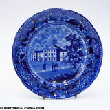 Boston Court House 5 1/4" Plate Stevenson Acorn Oak Leaf Border Historical Blue Staffordshire ZAM-567