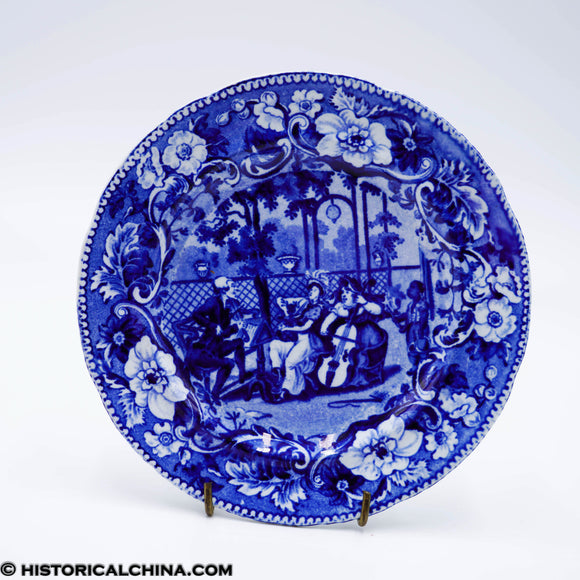 Musicians The Garden Trio Toddy Plate Violin Cello Historical Blue Staffordshire ZAM-565