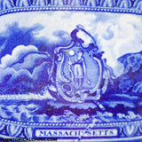 Arms of Massachusetts Platter Mayer Historical Blue Staffordshire ZAM-424