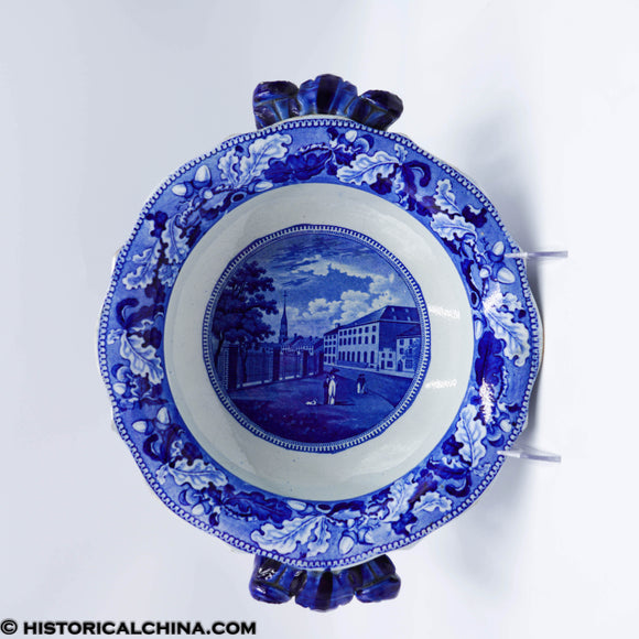 Park Theater New York Footed Compote Stevenson Historical Blue Staffordshire ZAM-182