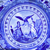 Arms of New York Soup Plate Historical Blue Staffordshire Flower & Vine Border Mayer ZAM-517