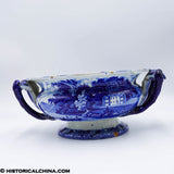Park Theater New York Footed Compote Stevenson Historical Blue Staffordshire ZAM-182