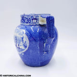 Landing of the Fathers at Plymouth Pitcher Historical Blue Staffordshire ZAM-255