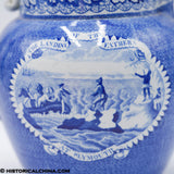 Landing of the Fathers at Plymouth Pitcher Historical Blue Staffordshire ZAM-255