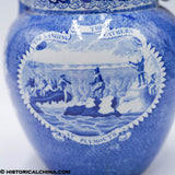 Landing of the Fathers at Plymouth Pitcher Historical Blue Staffordshire ZAM-255