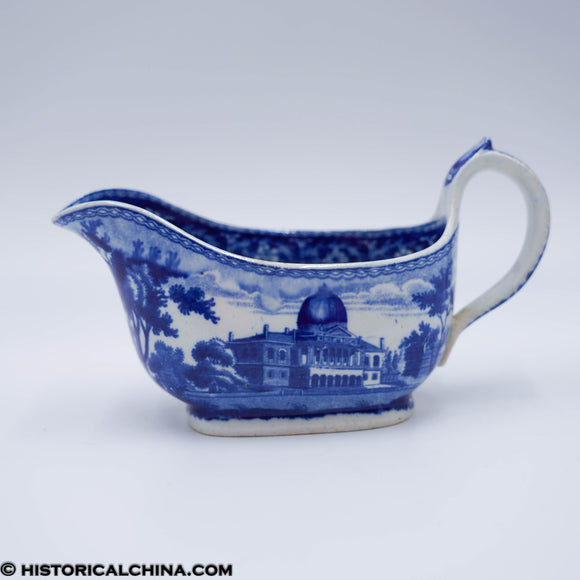 Boston State House Beauties of America Ridgway Gravy Boat Historical Blue Staffordshire ZAM-188