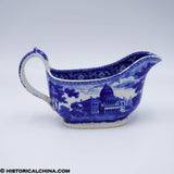 Boston State House Beauties of America Ridgway Gravy Boat Historical Blue Staffordshire ZAM-188