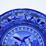 Arms of New York Soup Plate Historical Blue Staffordshire Flower & Vine Border Mayer ZAM-517