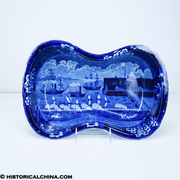 Landing of Lafayette Castle Garden New York Historical Blue Staffordshire Bidet ZAM-4