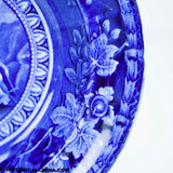 Arms of New York Soup Plate Historical Blue Staffordshire Flower & Vine Border Mayer ZAM-517