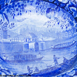 Entrance Erie Canal Hudson River at Albany Wash Bowl & Pitcher Set Historical Blue Staffordshire ZAM-39 & ZAM-283