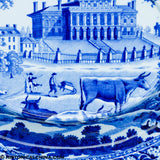 Boston State House Rogers Oval Soup Tureen Tray Raised Center Historical Blue Staffordshire ZAM-583