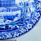 Boston State House Rogers Oval Soup Tureen Tray Raised Center Historical Blue Staffordshire ZAM-583