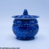 Washington Scroll In Hand Beehive Sugar Bowl Lidded Historical Blue Staffordshire ZAM-532