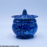 Washington Scroll In Hand Beehive Sugar Bowl Lidded Historical Blue Staffordshire ZAM-532