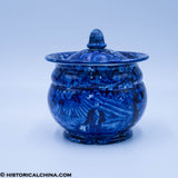 Washington Scroll In Hand Beehive Sugar Bowl Lidded Historical Blue Staffordshire ZAM-532