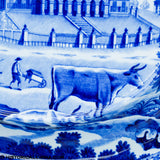 Boston State House Rogers Oval Soup Tureen Tray Raised Center Historical Blue Staffordshire ZAM-583