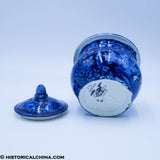 Washington Scroll In Hand Beehive Sugar Bowl Lidded Historical Blue Staffordshire ZAM-532