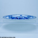 Boston State House Rogers Oval Soup Tureen Tray Raised Center Historical Blue Staffordshire ZAM-583
