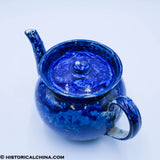 Apple Form Teapot Wadsworth Tower Connecticut Seashell Historical Blue Staffordshire ZAM-557