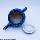 Apple Form Teapot Wadsworth Tower Connecticut Seashell Historical Blue Staffordshire ZAM-557