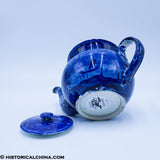 Apple Form Teapot Wadsworth Tower Connecticut Seashell Historical Blue Staffordshire ZAM-557