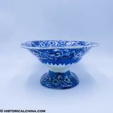 Boston State House Footed Compote Stubbs Eagle Border Historical Blue Staffordshire ZAM-181