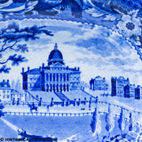 Boston State House Footed Compote Stubbs Eagle Border Historical Blue Staffordshire ZAM-181