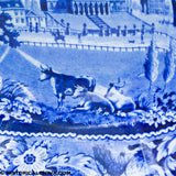 Boston State House Footed Compote Stubbs Eagle Border Historical Blue Staffordshire ZAM-181