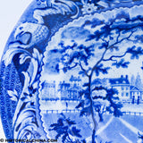 Boston State House Footed Compote Stubbs Eagle Border Historical Blue Staffordshire ZAM-181