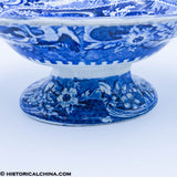 Boston State House Footed Compote Stubbs Eagle Border Historical Blue Staffordshire ZAM-181