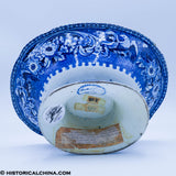 Boston State House Footed Compote Stubbs Eagle Border Historical Blue Staffordshire ZAM-181