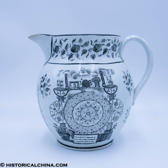 Masonic Jug Pearlware Pitcher ZAM-216