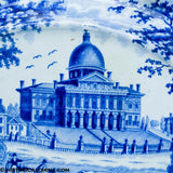 Boston State House Oval Soup Tureen Raised Center Historical Blue Staffordshire ZAM-581