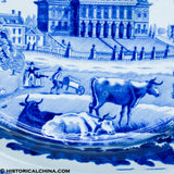 Boston State House Oval Soup Tureen Raised Center Historical Blue Staffordshire ZAM-581