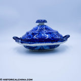 Peace and Plenty Covered Vegetable Dish Historical Blue Staffordshire ZAM-626