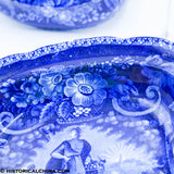 Peace and Plenty Covered Vegetable Dish Historical Blue Staffordshire ZAM-626