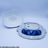 Peace and Plenty Covered Vegetable Dish Historical Blue Staffordshire ZAM-626