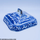 Boston State House Vegetable Dish Lid Historical Blue Staffordshire ZAM-630