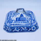 Boston State House Vegetable Dish Lid Historical Blue Staffordshire ZAM-630