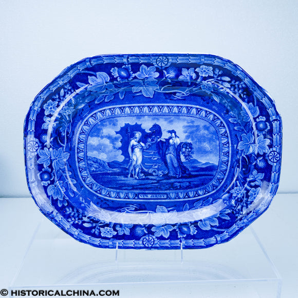Arms of New Jersey Platter Mayer Historical Blue Staffordshire ZAM-456