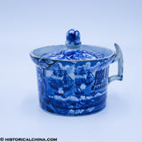 Landing of Lafayette Handled Mustard Pot & Lid Historical Blue Staffordshire ZAM-232