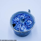 Landing of Lafayette Handled Mustard Pot & Lid Historical Blue Staffordshire ZAM-232
