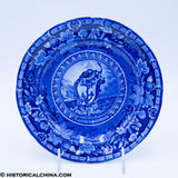 Arms of Rhode Island Plate Historical Blue Staffordshire ZAM-363