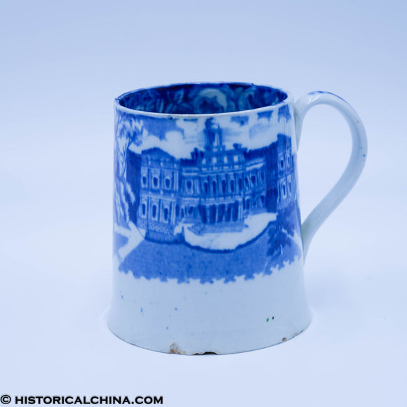 New York City Hall Tankard Tapered Side Historical Blue Staffordshire ZAM-227