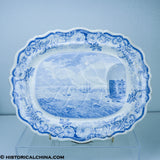 View From Governor's Island New York Hudson River Well & Tree Platter Historical Blue Staffordshire ZAM-455